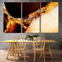 Load image into Gallery viewer, agate gemstone canvas wall art orange abstract marble stone 3 piece multiple canvas yellow abstract luxury stone canvas print In Dining Room
