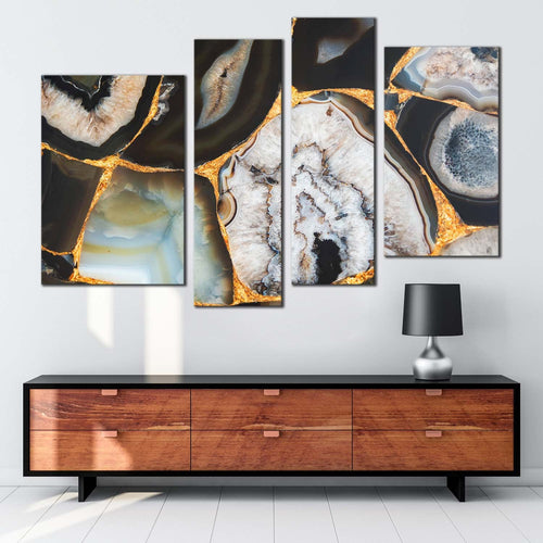 agate stone canvas wall art abstract agate umbra 4 piece canvas print colorful gemstone digital multiple canvas