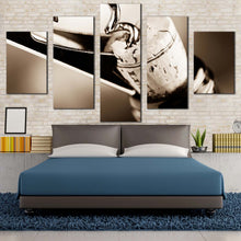 Load image into Gallery viewer, alcohol bottle canvas print white cork 5 piece multiple canvas black wine bottle canvas art print For Bedroom
