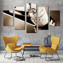 Load image into Gallery viewer, alcohol bottle canvas print white cork 5 piece multiple canvas black wine bottle canvas art print For Living room
