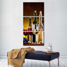 Load image into Gallery viewer, alcohol  bottles  canvas  print  green  wine  bottles  oak  barrel  3  piece  canvas  wall  art  red  and  white  wine  canvas  set For Living Room
