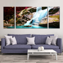 Load image into Gallery viewer, amazing  scenery  canvas  wal  art  red  trees  forest  waterfall  3  piece  canvas  set  autumn  blue  waterfall  canvas  print For Living Room
