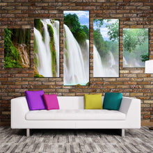 Load image into Gallery viewer, amazing waterfall canvas print green nature scenery multi canvas artwork blue waterfall forest 5 piece canvas print For Living room
