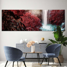 Load image into Gallery viewer, amazing  waterfall  canvas  print  red  green  trees  scenery  waterfall  canvas  beautiful  forest  waterfall  nature  1  piece  canvas  wall  art For Living Room
