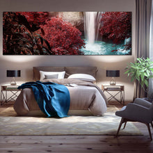 Load image into Gallery viewer, amazing  waterfall  canvas  print  red  green  trees  scenery  waterfall  canvas  beautiful  forest  waterfall  nature  1  piece  canvas  wall  art For Bedroom
