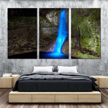 Load image into Gallery viewer, amazing waterfall canvas wall art grey stone waterfall nature canvas print beautiful blue waterfall 3 piece multiple canvas For  Bedroom
