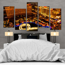 Load image into Gallery viewer, amazing Las Vegas City Skyline at Night 5 piece canvas artwork For Bedroom
