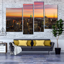 Load image into Gallery viewer, amzing lights buildings view New York city manhattan 4 piece canvas print 
