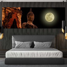 Load image into Gallery viewer, ancient  temple  canvas  print  thailand  big  full  moon  buddha  canvas  artwork  old  brown  buddha  statue  1  piece  canvas  wall  art For Bedroom
