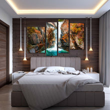 Load image into Gallery viewer, arakawa river canvas wall art colorful senga waterfall 4 piece multiple canvas japan waterfall scenery canvas print
