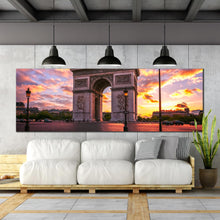 Load image into Gallery viewer, arc  de  Triomphe  at  sunset  Paris  panoramic  wall  art For Living Room
