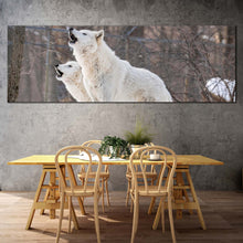 Load image into Gallery viewer, arctic  wolves  canvas  wall  art  wolf  in  brown  nature  1  piece  canvas  print  white  wolves  wildlife  canvas  artwork For Dinning Room
