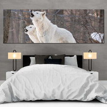 Load image into Gallery viewer, arctic  wolves  canvas  wall  art  wolf  in  brown  nature  1  piece  canvas  print  white  wolves  wildlife  canvas  artwork For Bedroom
