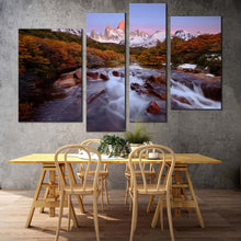 Load image into Gallery viewer, argentina waterfall canvas print beautiful water stream in argentina 4 piece canvas green los glaciares scenery canvas set white water stream canvas wall art for living room
