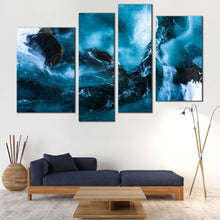 Load image into Gallery viewer, ariel view canvas wall art blue snow in the river 4 piece canvas set national park of iceland canvas print for living room
