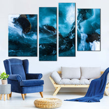 Load image into Gallery viewer, ariel view canvas wall art blue snow in the river 4 piece canvas set national park of iceland canvas print
