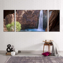 Load image into Gallery viewer, arizona  waterfall  canvas  print  brown  grand  canyon  waterfall  3  piece  canvas  wall  art  white  mooney  falls  waterfall  multiple  canvas
