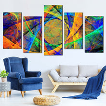 Load image into Gallery viewer, artistic abstract canvas print colorful abstract digital oil painting 5 piece canvas wall art abstract fractal background multiple canvas In Living Room
