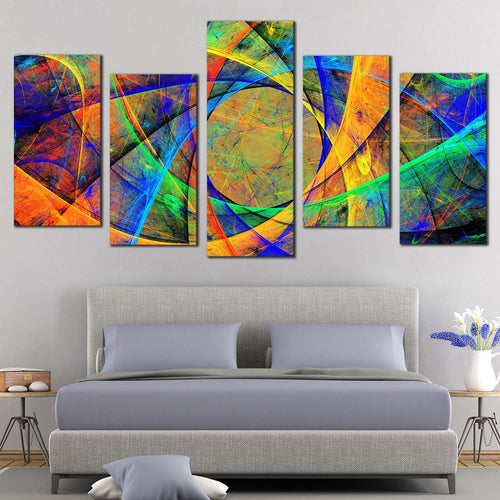 artistic abstract canvas print colorful abstract digital oil painting 5 piece canvas wall art abstract fractal background multiple canvas For Bedroom