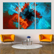 Load image into Gallery viewer, artistic abstract canvas wall art abstract fractal 3 piece canvas set blue brown abstract digital artwork canvas print For Living Room
