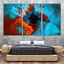 Load image into Gallery viewer, artistic abstract canvas wall art abstract fractal 3 piece canvas set blue brown abstract digital artwork canvas print For Bedroom
