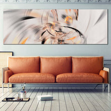 Load image into Gallery viewer, artistic  abstract  canvas  wall  art  white  orange  abstract  graphic  element  1  piece  canvas  print  abstract  fractal  wide  canvas In Living Room
