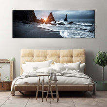 Load image into Gallery viewer, atlantic  ocean  canvas  wall  art  black  grey  reynisfjara  beach  1  piece  canvas  beach  scenic  canvas  artwork For Bedroom
