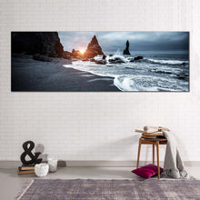 Load image into Gallery viewer, atlantic  ocean  canvas  wall  art  black  grey  reynisfjara  beach  1  piece  canvas  beach  scenic  canvas  artwork For Living Room
