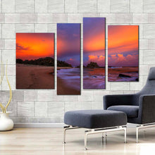 Load image into Gallery viewer, australia sea canvas wall art brown wellington beach multiple canvas nambucca heads orange sky ocean 4 piece canvas print
