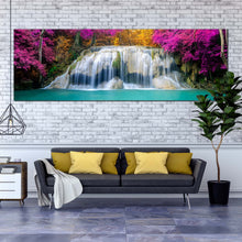 Load image into Gallery viewer, autumn  forest  canvas  wall  art  colorful  erawan  falls  scenery  panoramic  canvas  print  thailand  erawan  national  park  wide  canvas For Living Room
