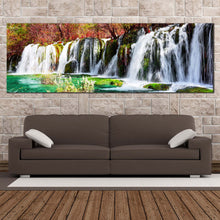 Load image into Gallery viewer, autumn  forest  canvas  wall  art  colorful  jiuzhaigou  nature  waterfall  1  piece  canvas  artwork  azure  lake  waterfall  canvas  print In Living Room
