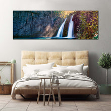 Load image into Gallery viewer, autumn  waterfall  canvas  wall  art  green  pure  water  waterfall  1  piece  canvas  artwork  europe  national  park  white  waterfall  canvas  print For Bedroom
