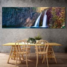 Load image into Gallery viewer, autumn  waterfall  canvas  wall  art  green  pure  water  waterfall  1  piece  canvas  artwork  europe  national  park  white  waterfall  canvas  print In Dinning Room
