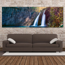 Load image into Gallery viewer, autumn  waterfall  canvas  wall  art  green  pure  water  waterfall  1  piece  canvas  artwork  europe  national  park  white  waterfall  canvas  print For Living Room
