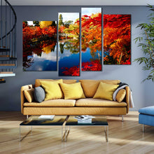 Load image into Gallery viewer, autumn foliage illumination 4 piece canvas print
