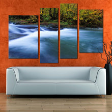 Load image into Gallery viewer, balkan  river  canvas  wall  art  beautiful  blue  waterfall  nature  4  piece  canvas  set  green  forest  waterfall  canvas  print For Living Room
