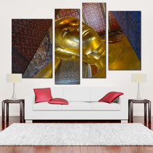 Load image into Gallery viewer, bangkok temple canvas wall art wat phra chetuphon vimolmangklararm canvas print grand gold buddha 4 piece canvas multi canvas artwork for living room
