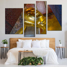 Load image into Gallery viewer, bangkok temple canvas wall art wat phra chetuphon vimolmangklararm canvas print grand gold buddha 4 piece canvas multi canvas artwork
