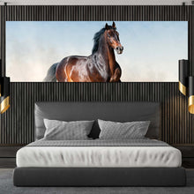 Load image into Gallery viewer, bay  stallion  canvas  wall  art  brown  horse  portrait  1  piece  canvas  print  horse  white  desert  canvas  artwork In Bedroom
