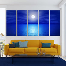 Load image into Gallery viewer, beach moon at night 5 piece canvas print For Living Room
