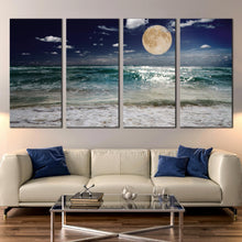 Load image into Gallery viewer, beach moon at night canvas print For Living Room
