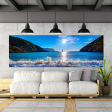 Load image into Gallery viewer, beach  water  sunset  Mountains  blue  sky  artwork  for  home  decor In Living Room
