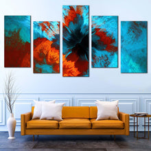 Load image into Gallery viewer, beautiful abstract canvas wall art brown artistic abstract fractal art print blue abstract underwater 5 piece multi canvas For Living room
