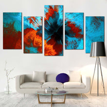 Load image into Gallery viewer, beautiful abstract canvas wall art brown artistic abstract fractal art print blue abstract underwater 5 piece multi canvas In Living Room
