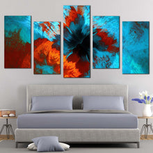 Load image into Gallery viewer, beautiful abstract canvas wall art brown artistic abstract fractal art print blue abstract underwater 5 piece multi canvas For Bedroom
