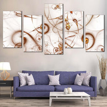 Load image into Gallery viewer, beautiful abstract canvas wall art brown modern elegant abstract 5 piece canvas white abstract fractal canvas print For Living Room
