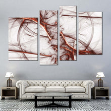 Load image into Gallery viewer, beautiful abstract canvas wall art contemporary white abstract fractal 4 piece multiple canvas brown abstract canvas print for living room
