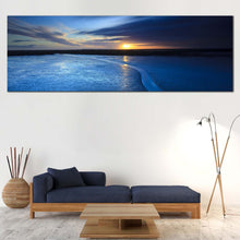 Load image into Gallery viewer, beautiful  ocean  canvas  print  blue  sea  1  piece  canvas  wall  art  yellow  sunrise  cloudy  sky  seascape  wide  canvas For Living Room
