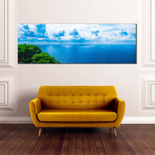 Load image into Gallery viewer, beautiful  ocean  canvas  wall  art  coast  of  the  adriatic  sea  1  piece  canvas  blue  clouds  ocean  wide  canvas  green  trees  seascape  canvas  print For Living Room
