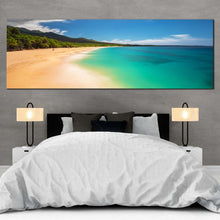 Load image into Gallery viewer, beautiful-ocean-canvas-wall-art-hawaii-blue-ocean-beach-1-piece-canvas-artwork-green-island-of-maui-canvas-print For Bedroom
